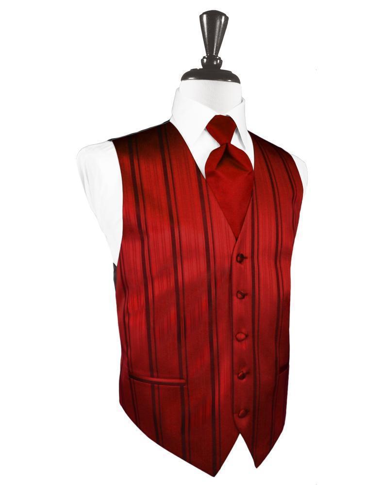 Striped Satin Tuxedo Vest 6 - XS / Scarlet - Chaleco 