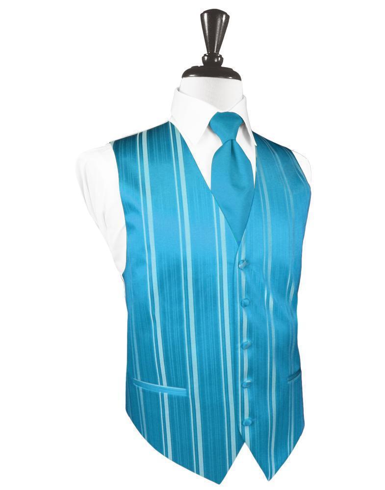Striped Satin Tuxedo Vest 6 - XS / Turquoise - Chaleco 