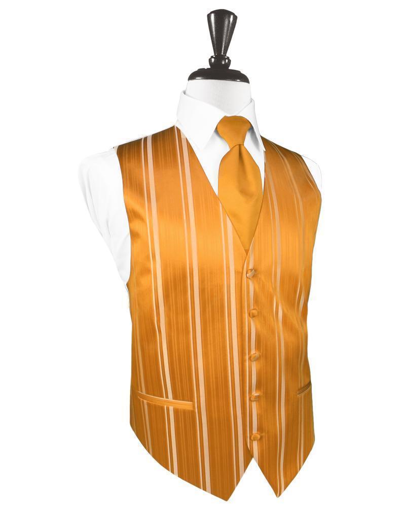 Striped Satin Tuxedo Vest 7 - XS / Mandarin - Chaleco 