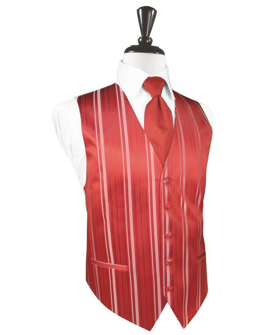 Striped Satin Tuxedo Vest 7 - XS / Persimmon - Chaleco 