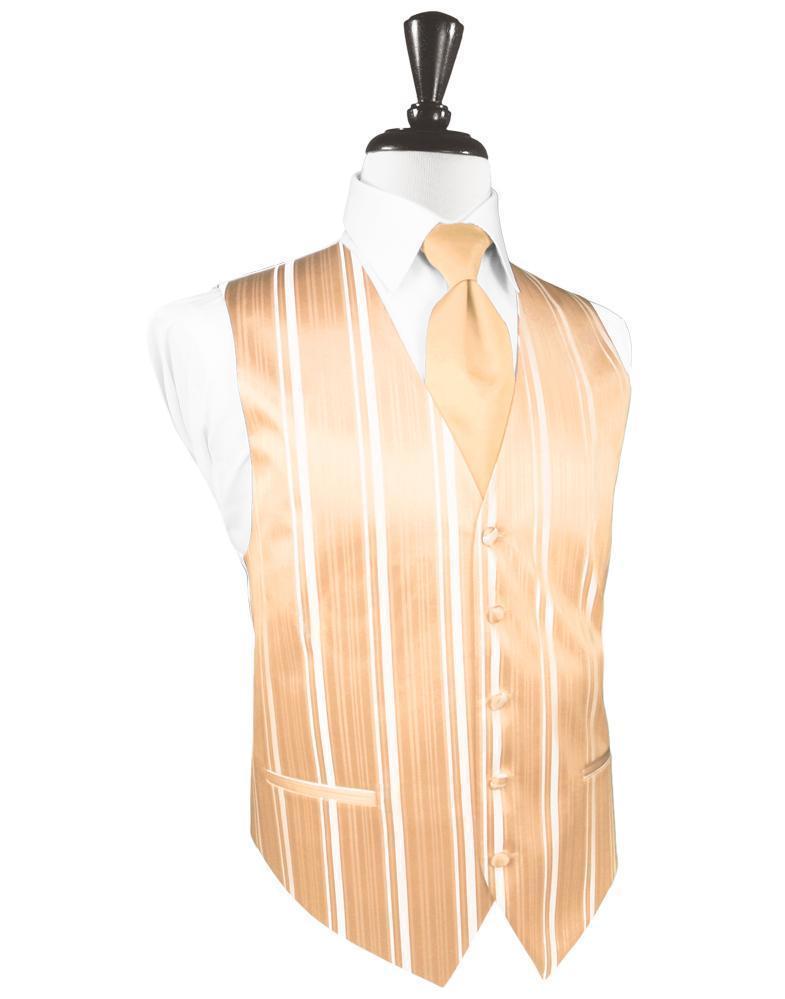 Striped Satin Tuxedo Vest 8 - XS / Apricot - Chaleco 