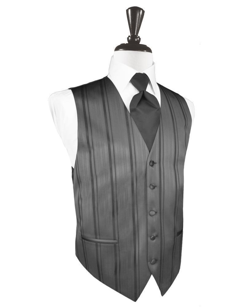 Striped Satin Tuxedo Vest 8 - XS / Charcoal - Chaleco 