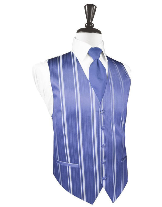 Striped Satin Tuxedo Vest 8 - XS / Cornflower - Chaleco 