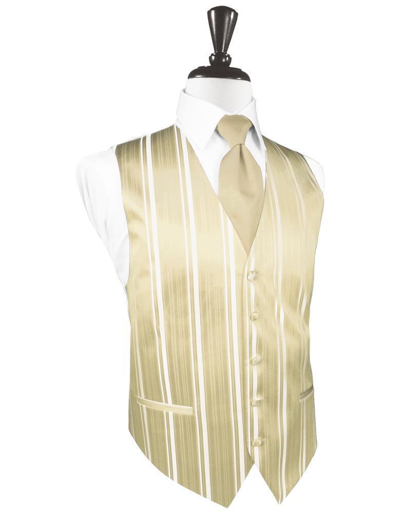 Striped Satin Tuxedo Vest 9 - XS / Bamboo - Chaleco 