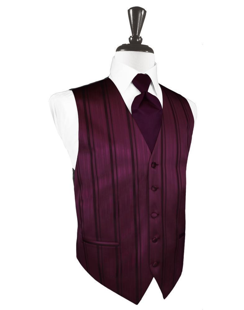Striped Satin Tuxedo Vest 9 - XS / Berry - Chaleco Caballero