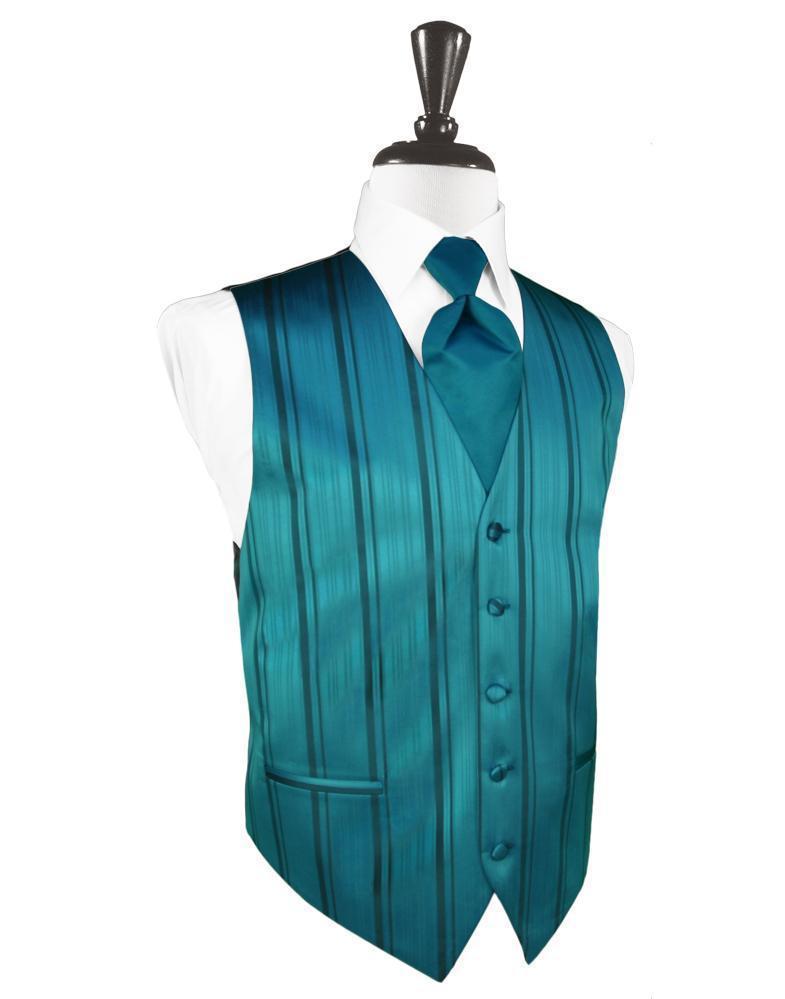 Striped Satin Tuxedo Vest 9 - XS / Oasis - Chaleco Caballero