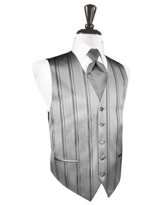 Striped Satin Tuxedo Vest 9 - XS / Silver - Chaleco 