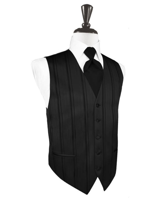 Striped Satin Tuxedo Vest - XS / Black - Chaleco Caballero