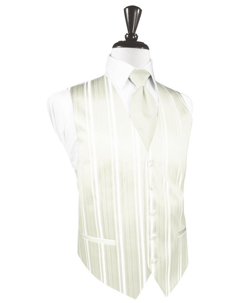 Striped Satin Tuxedo Vest - XS / Ivory - Chaleco Caballero