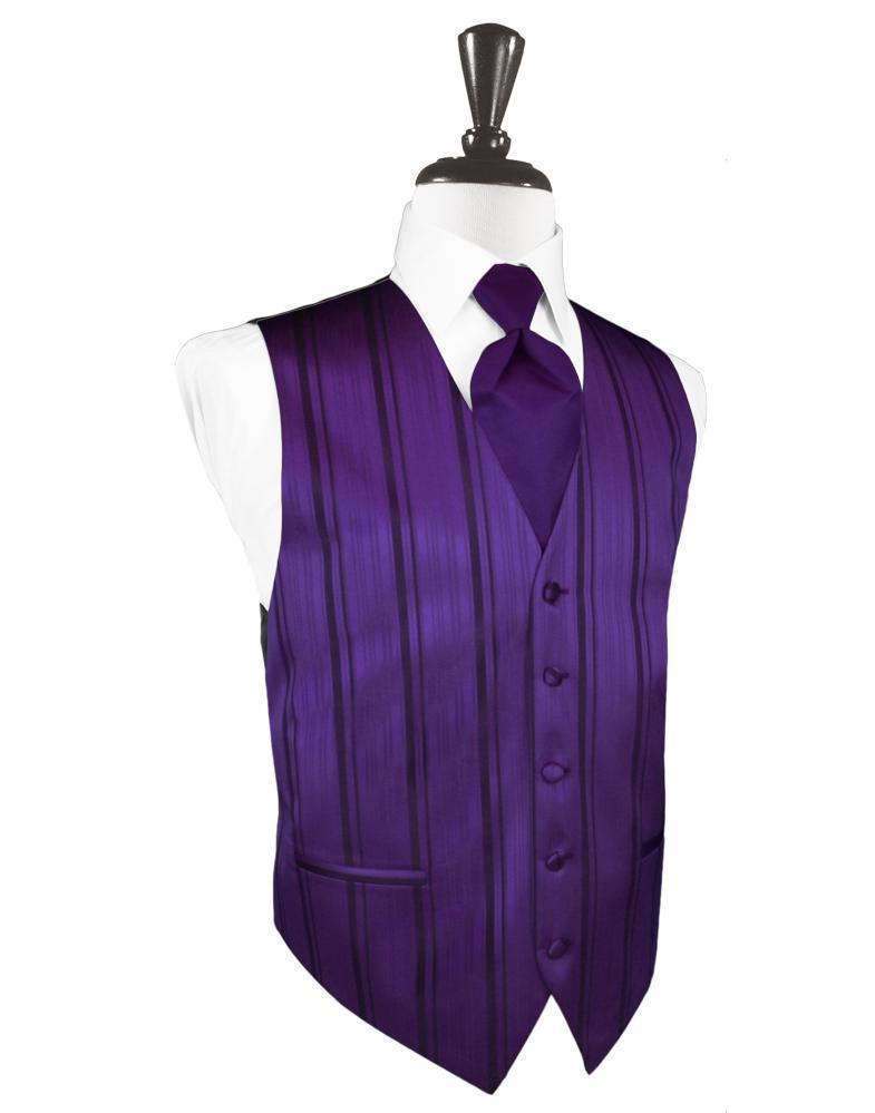 Striped Satin Tuxedo Vest - XS / Purple - Chaleco Caballero