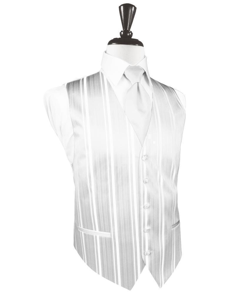 Striped Satin Tuxedo Vest - XS / White - Chaleco Caballero