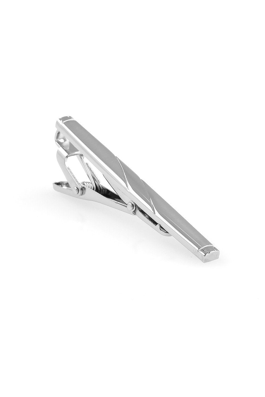 Brushed Silver with Swirl Premium Tie Bar