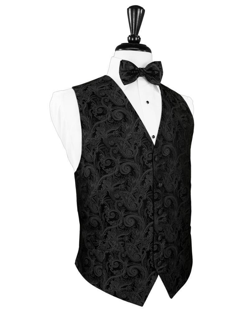 Tapestry Silk Tuxedo Vest - XS / Black - Chaleco Caballero