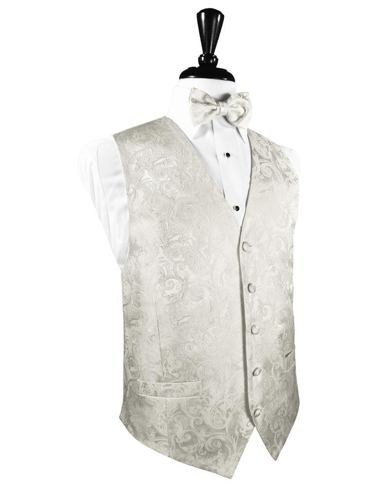 Tapestry Silk Tuxedo Vest - XS / Ivory - Chaleco Caballero
