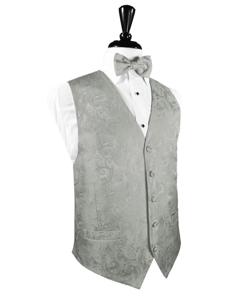 Tapestry Silk Tuxedo Vest - XS / Platinum - Chaleco 
