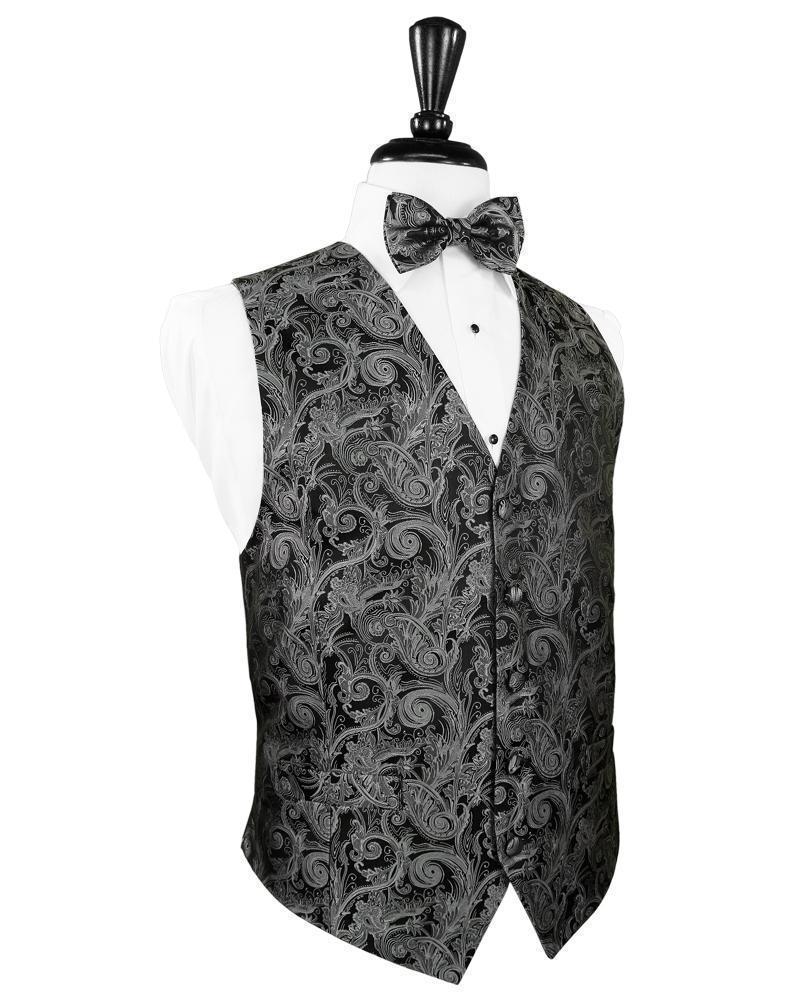 Tapestry Silk Tuxedo Vest - XS / Silver - Chaleco Caballero