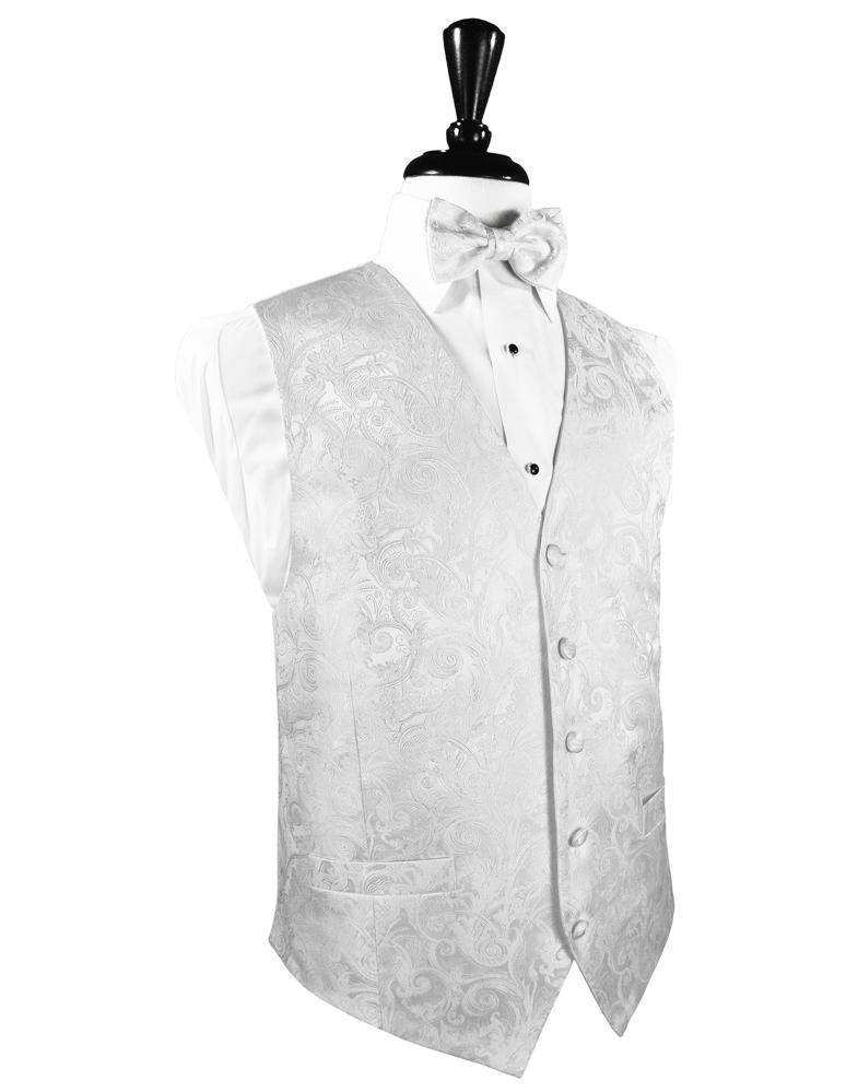 Tapestry Silk Tuxedo Vest - XS / White - Chaleco Caballero